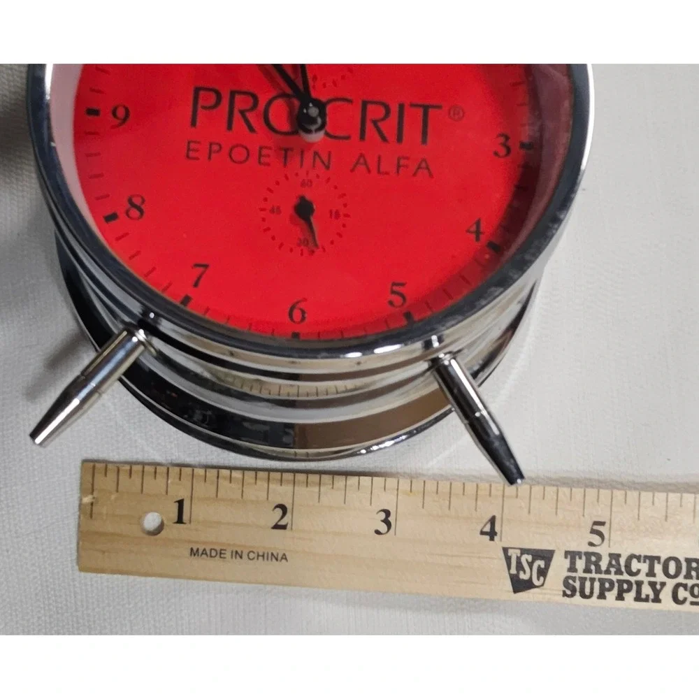 Vtg Procrit‎ Epoetin Alfa Alarm Clock Advertising Double Bell Chrome Twin Bell